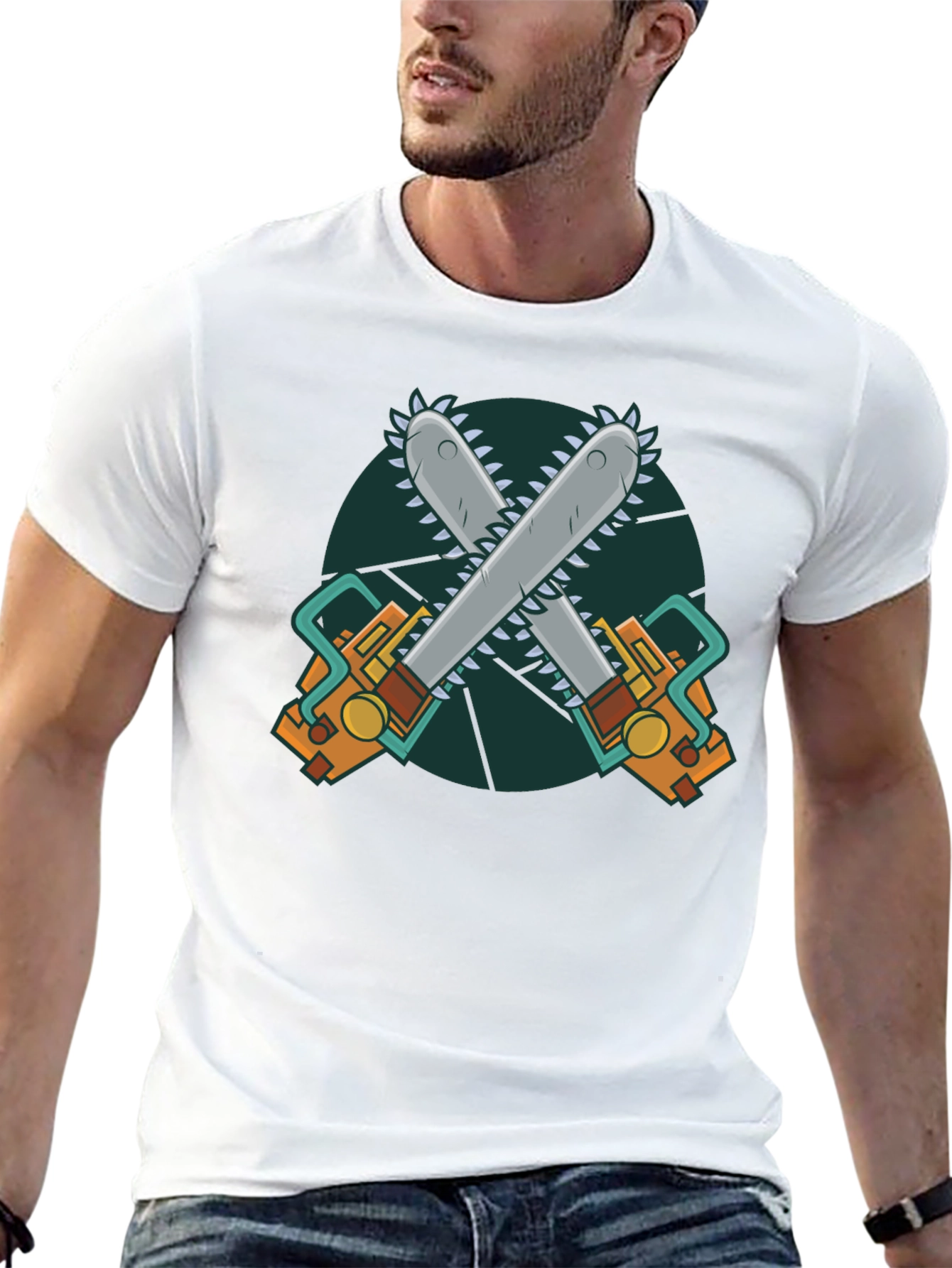 Chainsaw Graphic Print Black T-Shirt