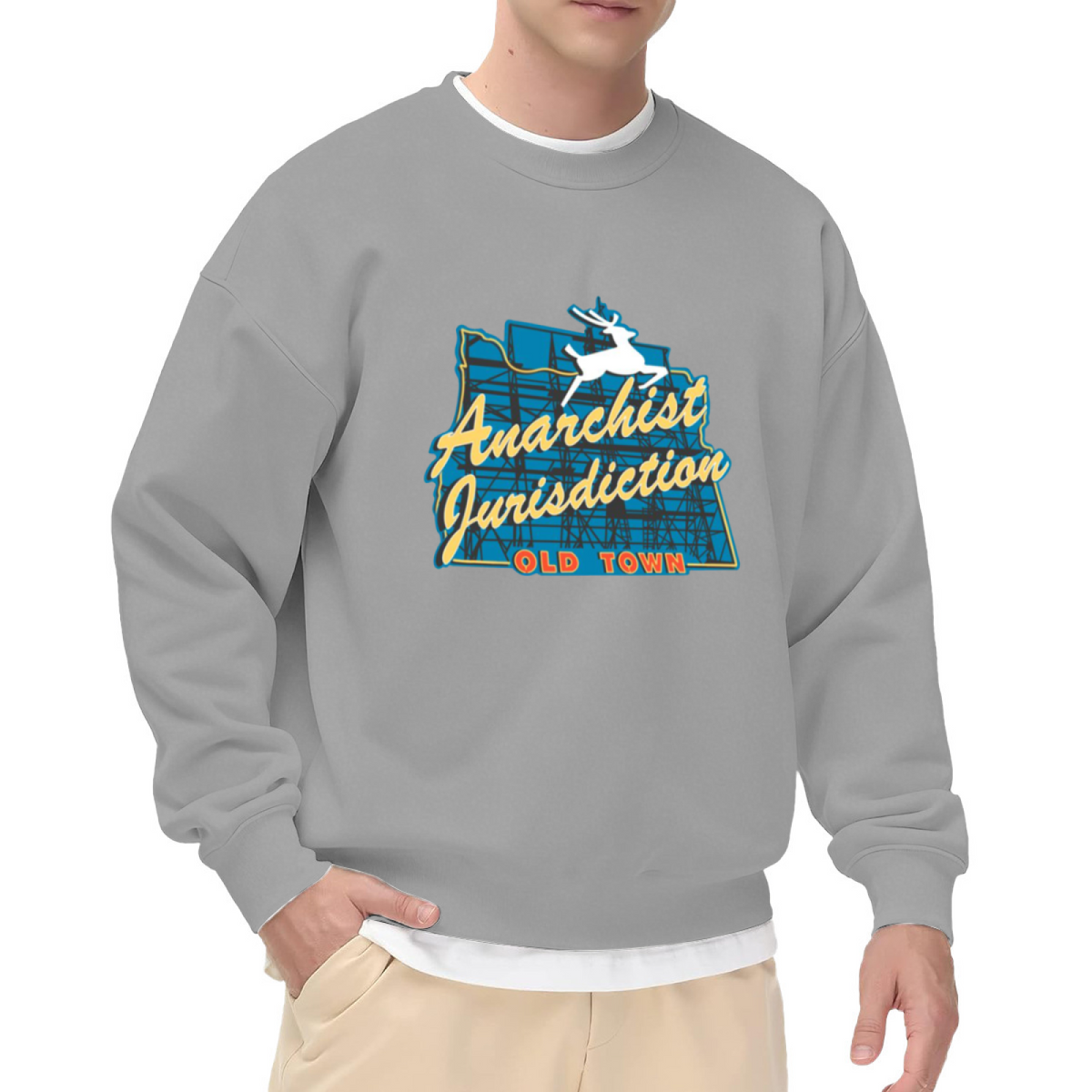 Anarchist Jurisdiction Old Town Vintage Graphic Crewneck Sweatshirt
