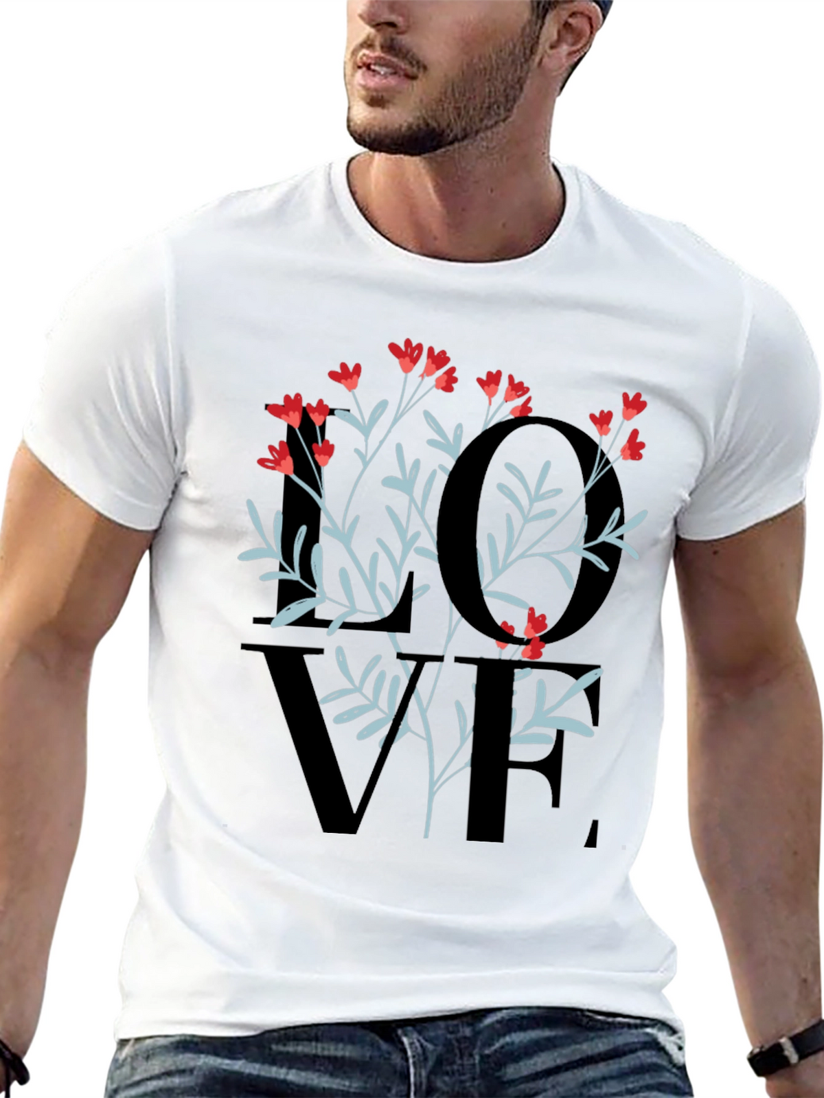 Floral LOVE Graphic Tee - Stylish Unisex Shirt
