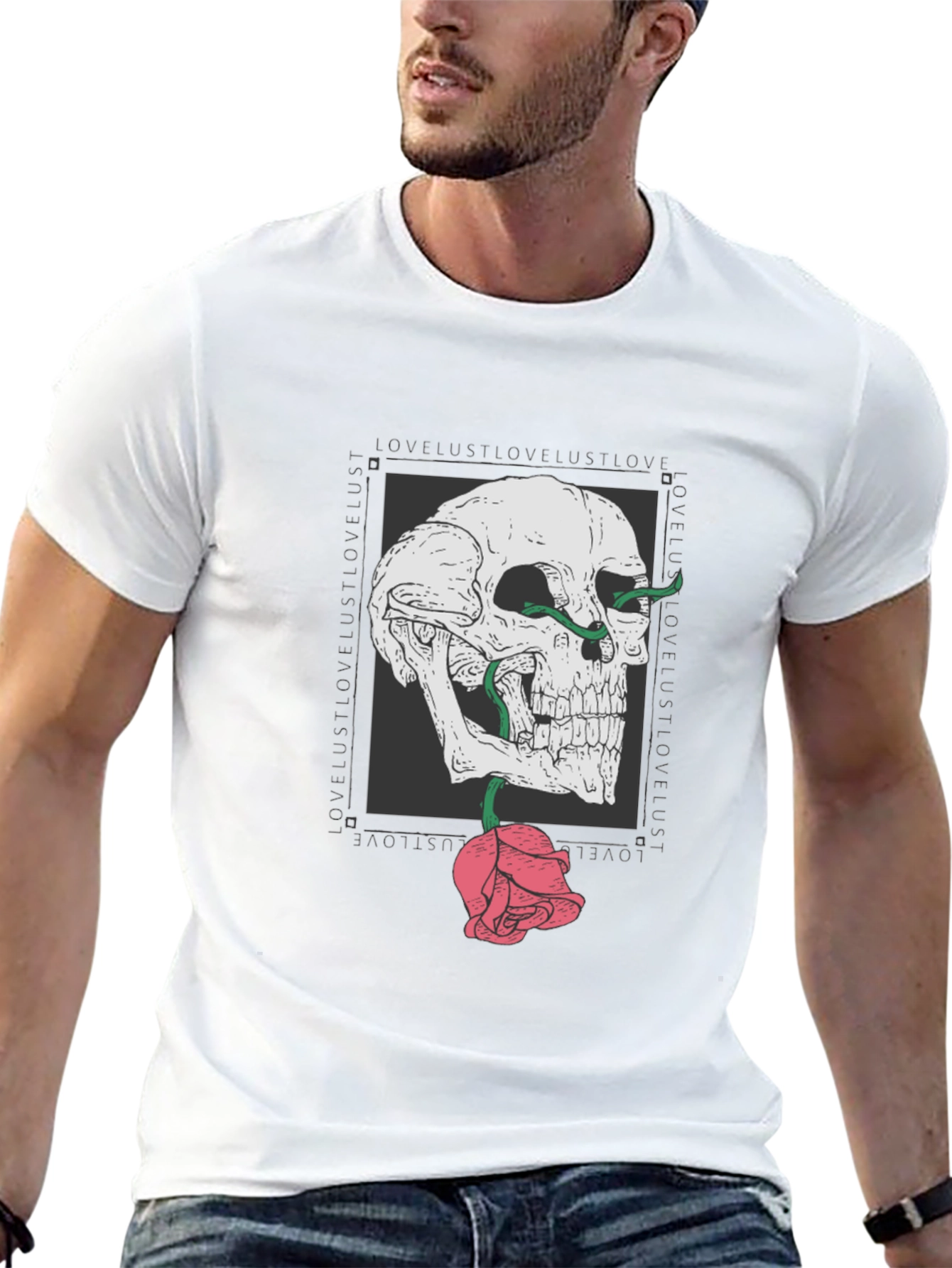 Skull & Rose Graphic T-Shirt - Edgy Streetwear