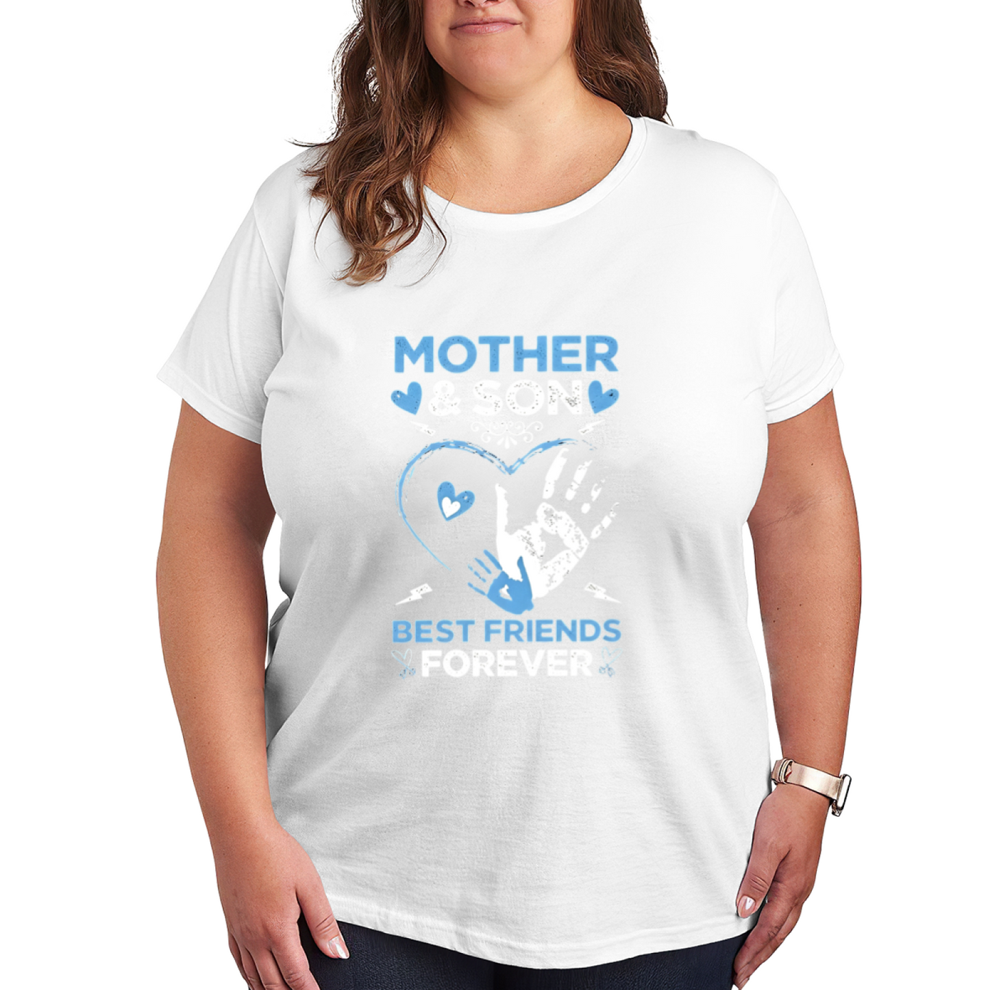Mother & Son Forever Best Friends Heart Handprint Tee