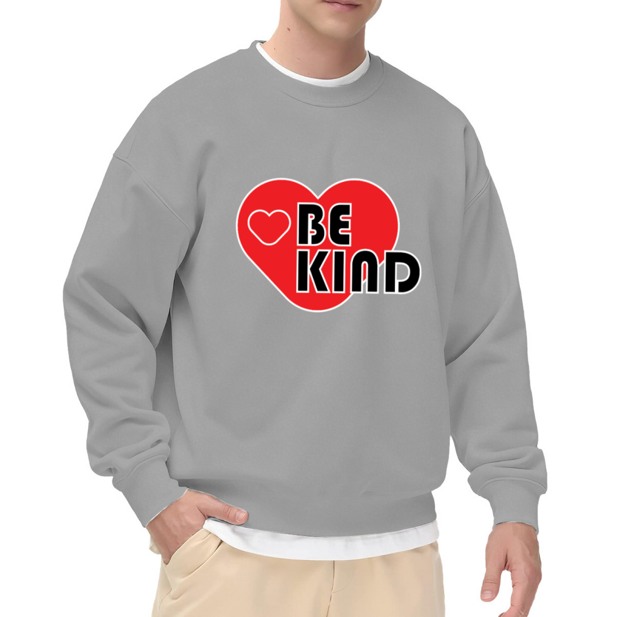 Be Kind Red Heart Positive Vibe Graphic Crewneck Sweatshirt