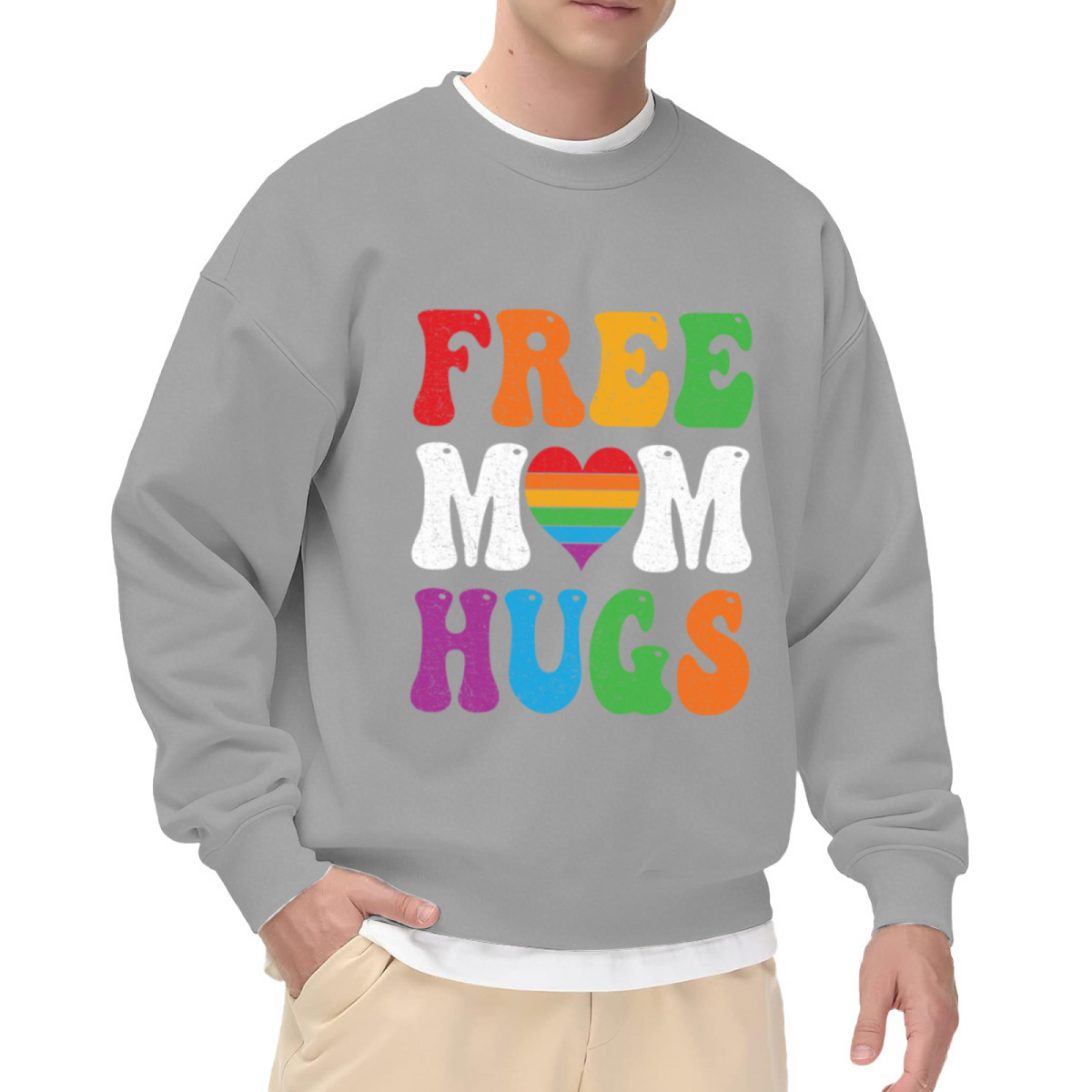 Free Mom Hugs Rainbow Pride Loving Crewneck Sweatshirt