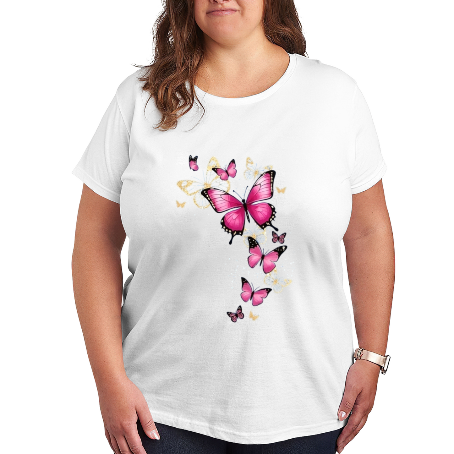 Dreamy Pink Glowing Butterfly Art Graphic Tee