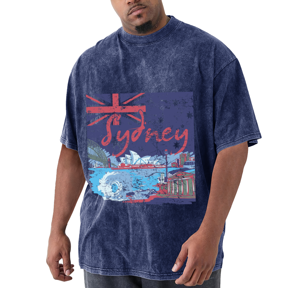 Sydney Australia Flag Retro Distressed Skyline T-Shirt