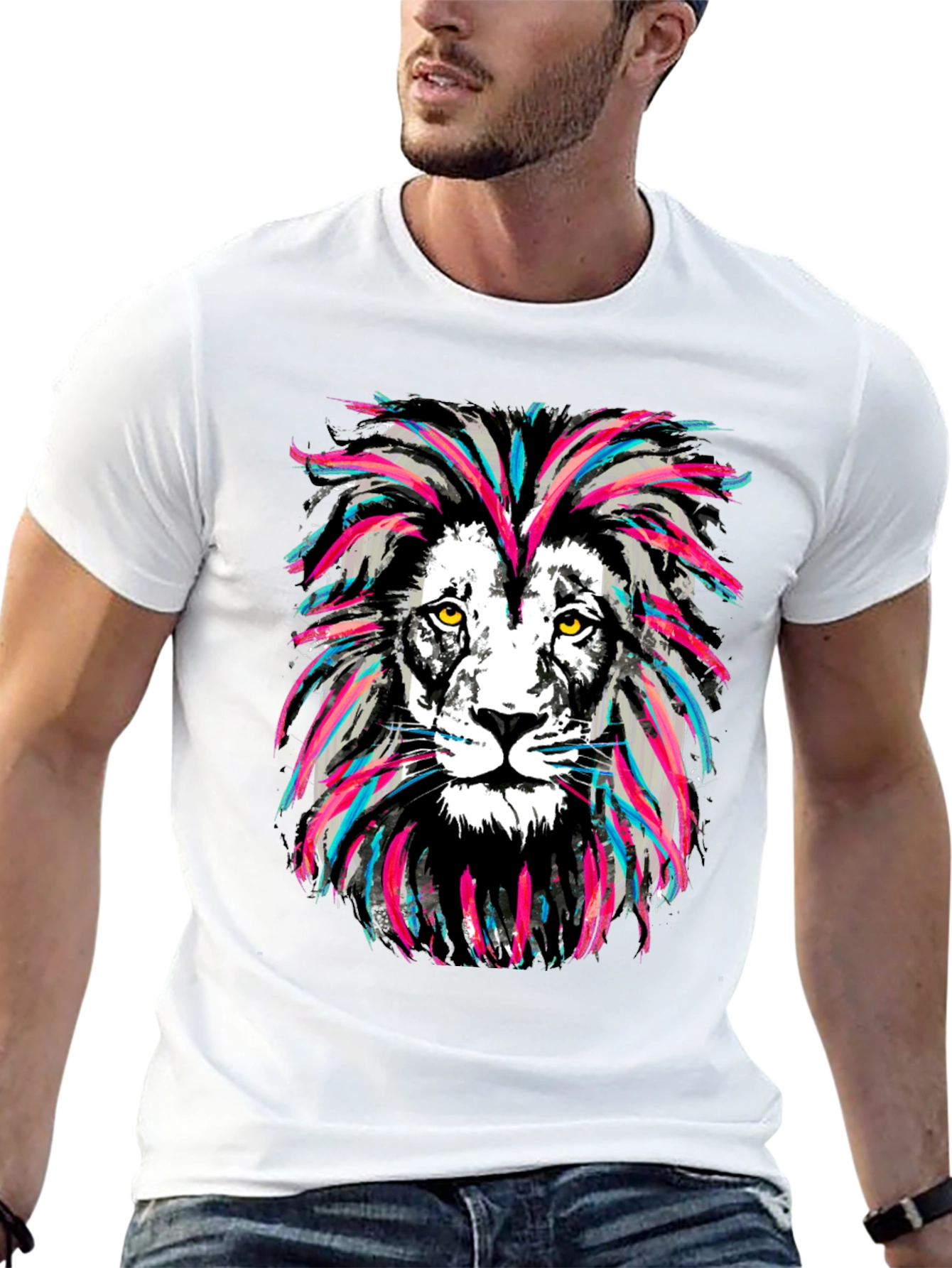 Lion Head Graphic Print Tee
