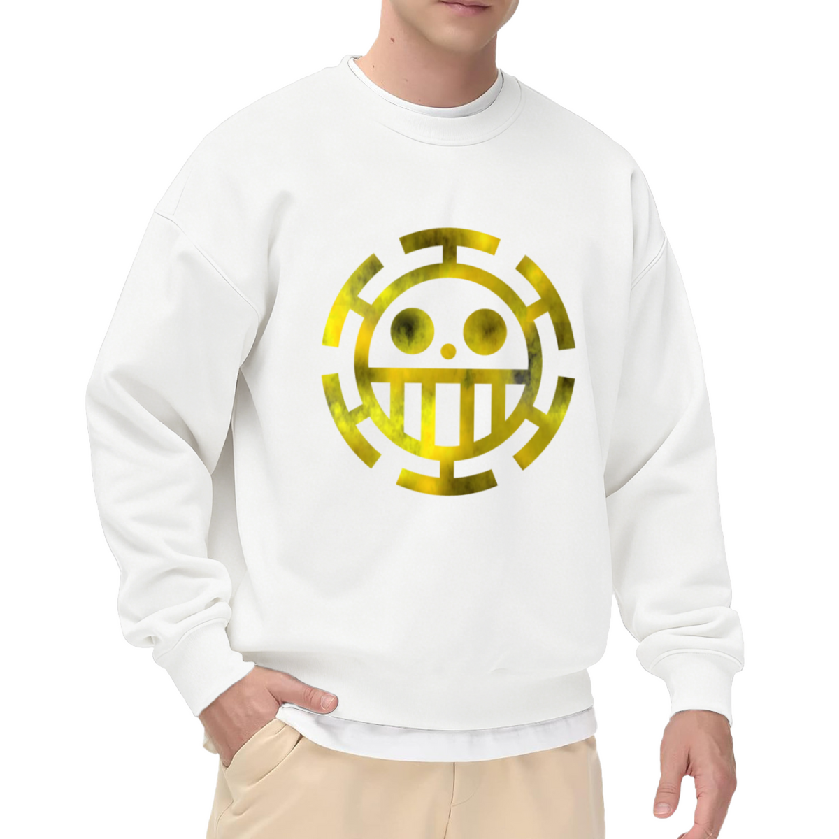 One Piece Heart Pirates Golden Logo Crew Neck Sweatshirt