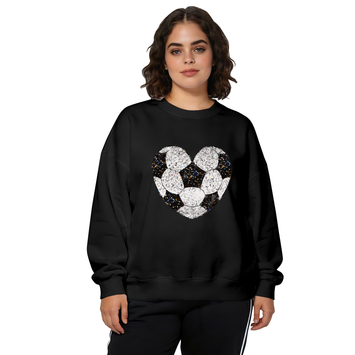 Sparkly Soccer?Shaped Heart Crewneck Sweatshirt