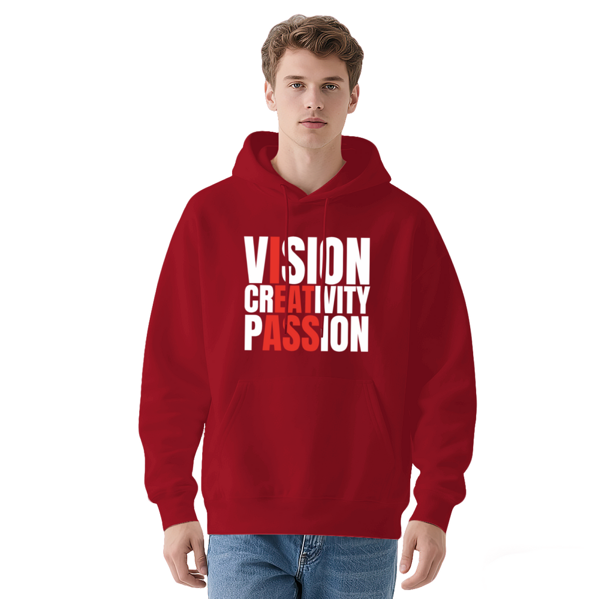 Vision Creativity Passion Slogan Gray Hoodie, Inspiring Soft Unisex Comfort Top