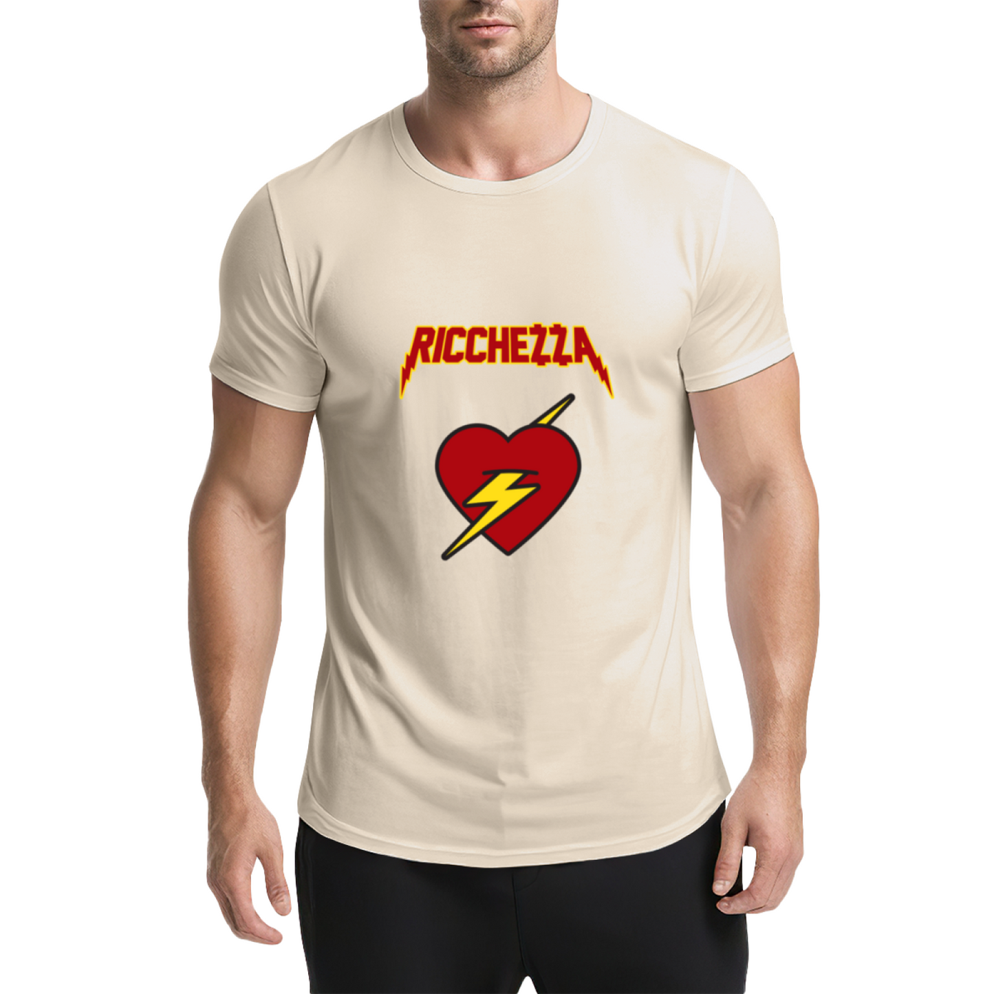 Ricchezza Lightning Bolt Red Heart Pink Tee