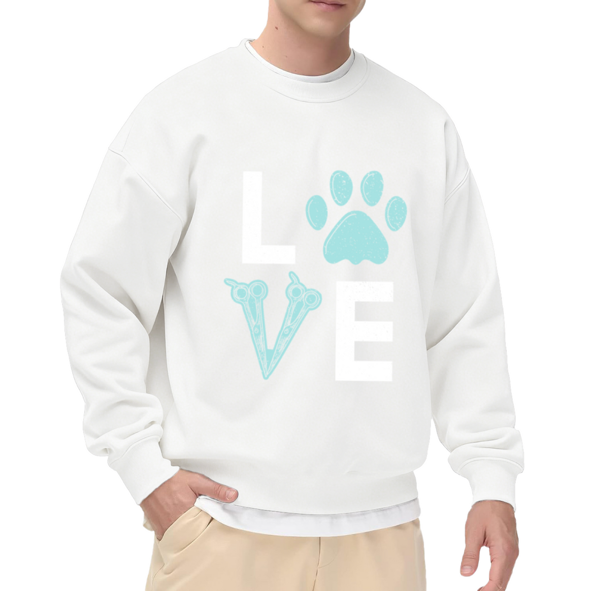 Love Paw Print Grooming Scissors Pet Lover Crewneck Sweatshirt