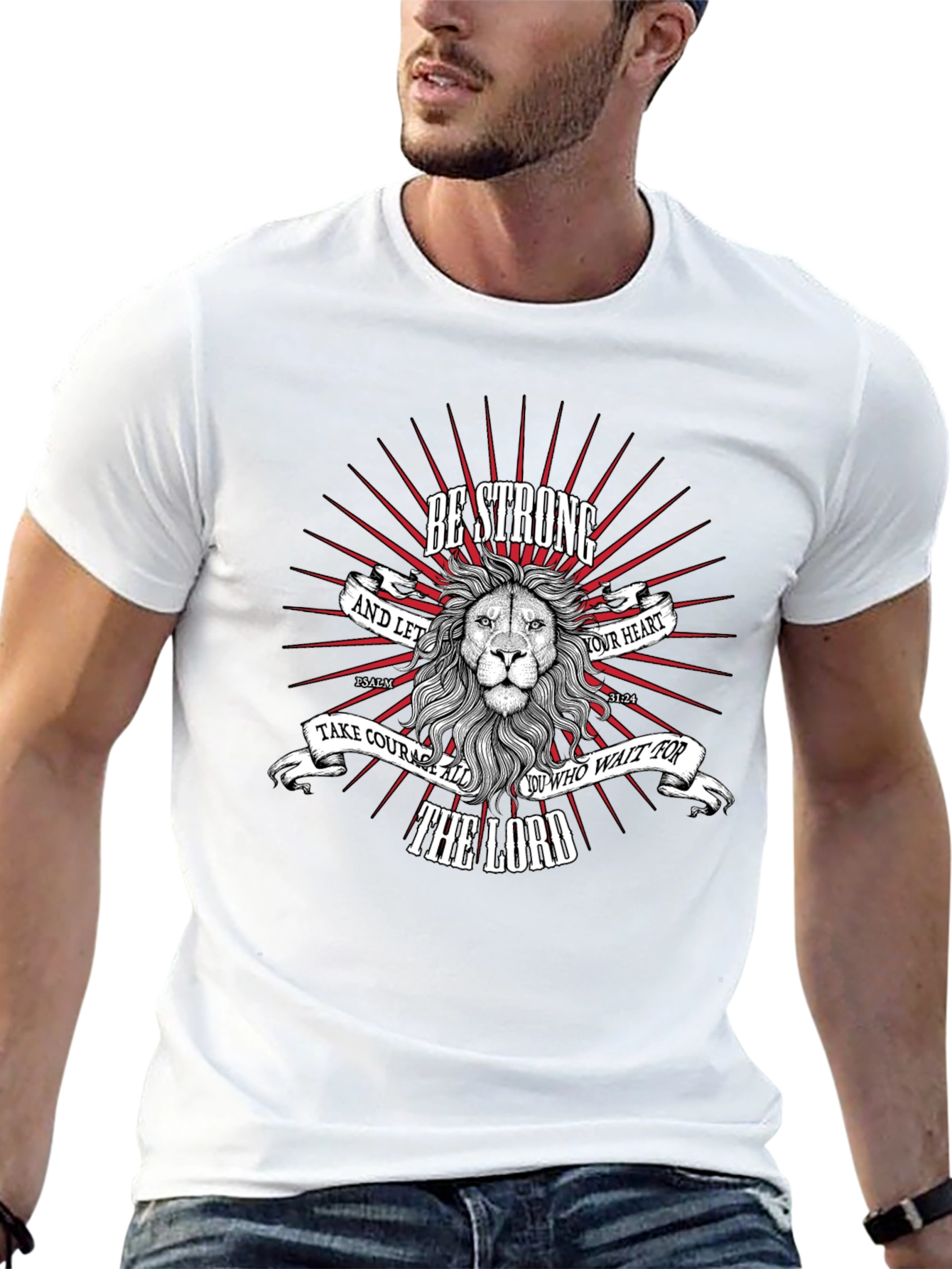 Be Strong Lion Graphic T-Shirt - Christian Apparel