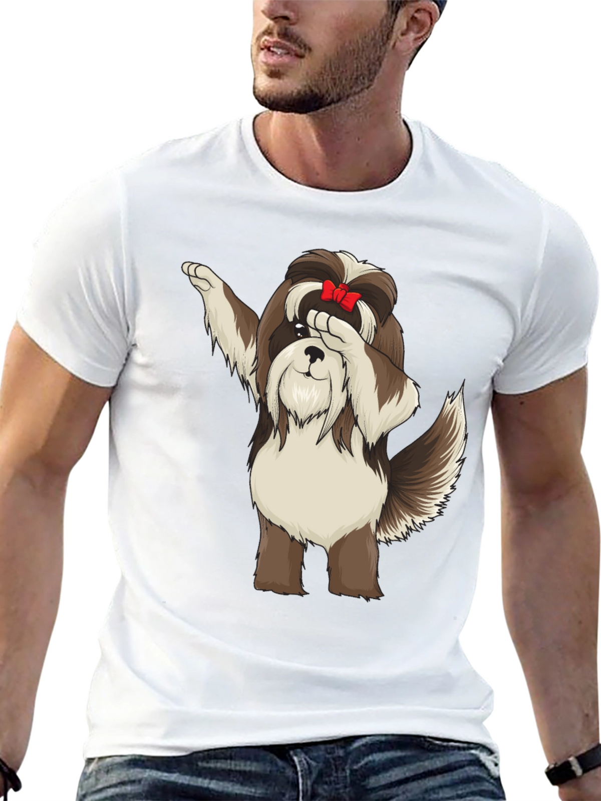 Dabbing Dog Graphic Tee - Trendy Black T-Shirt