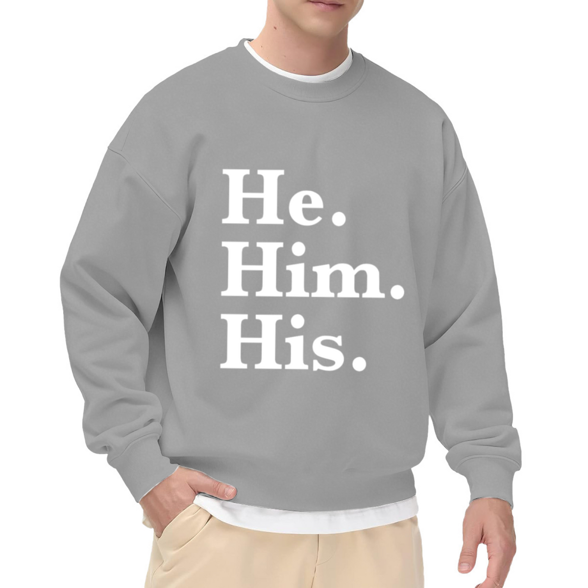 He Him His Pronoun Statement Gender Identity Crewneck Sweatshirt