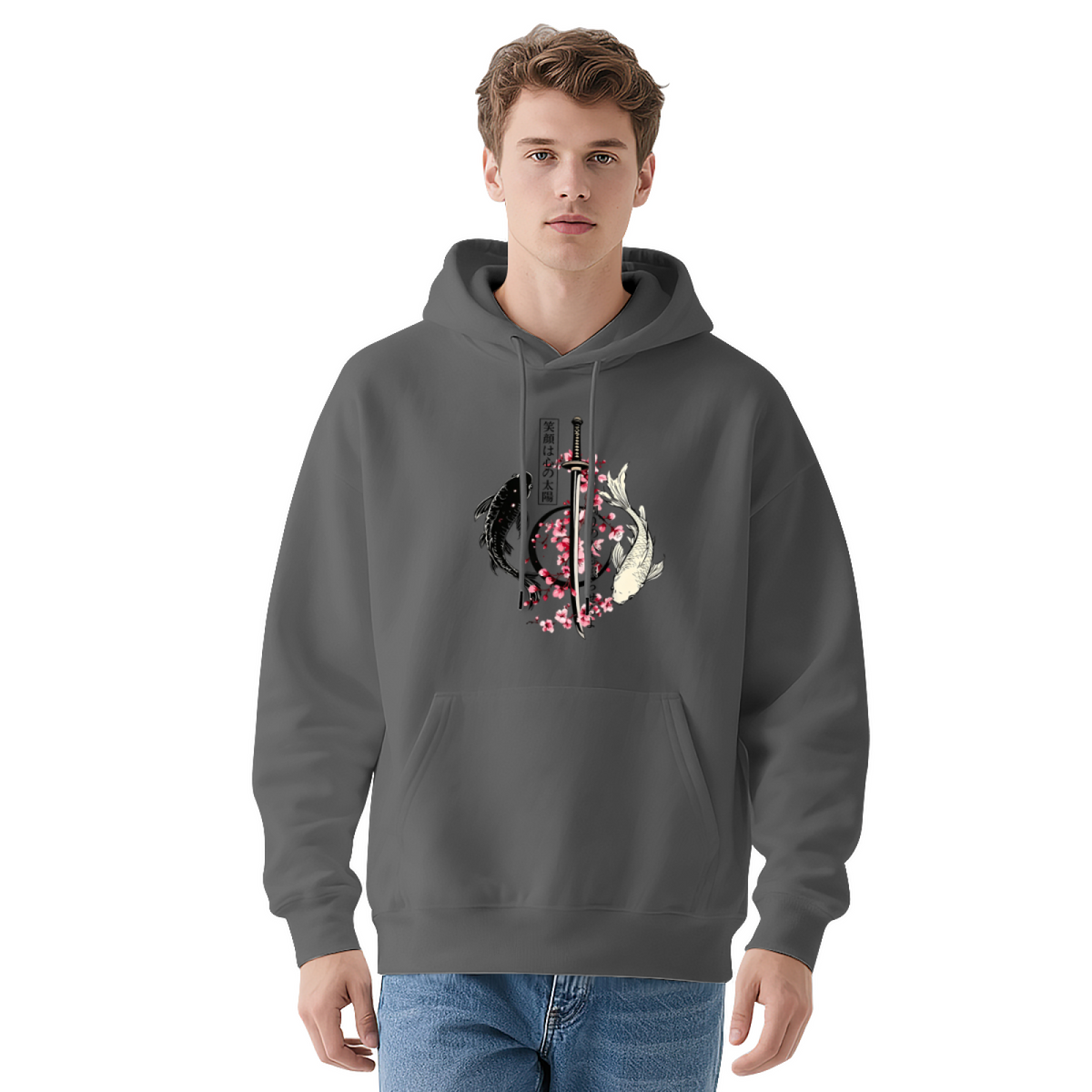 Japanese Samurai Katana Koi Fish Cherry Blossom Art Hoodie