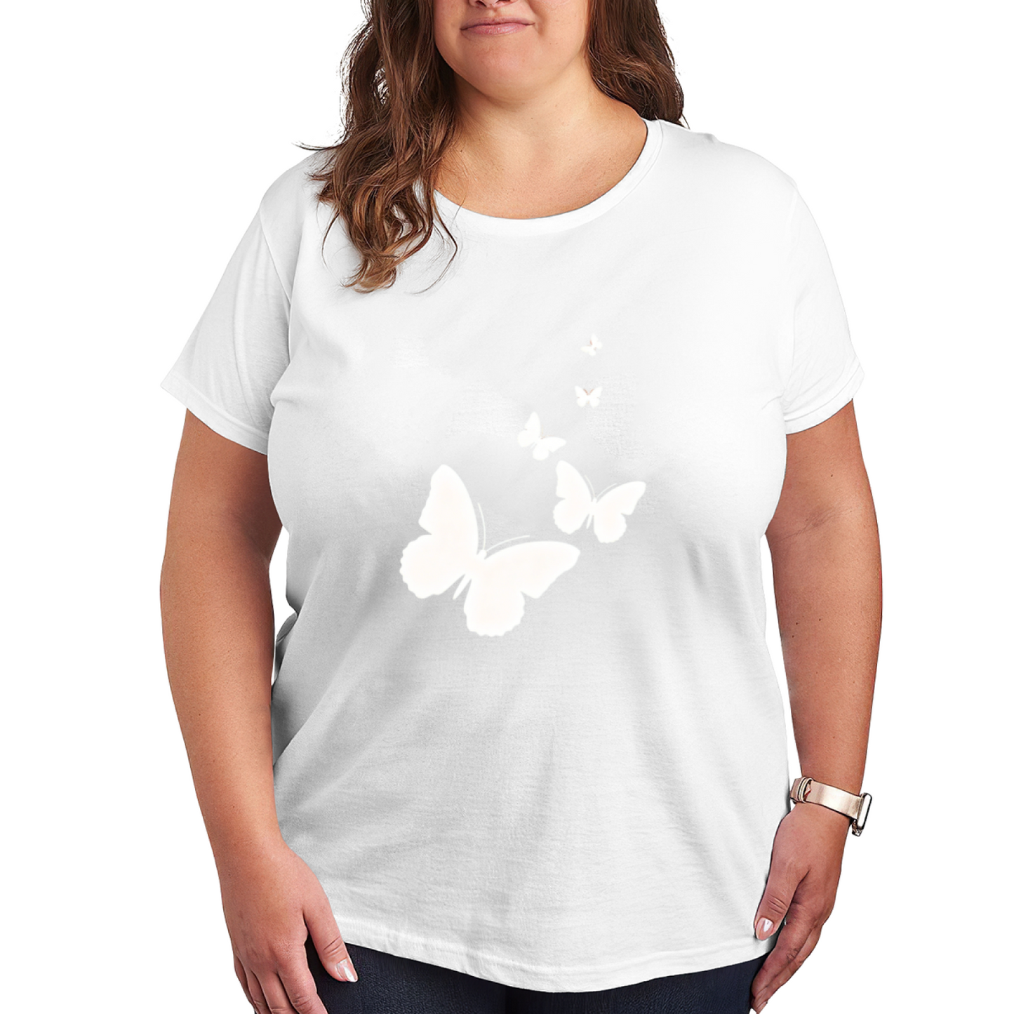 Minimal White Silhouette Butterfly Black Top