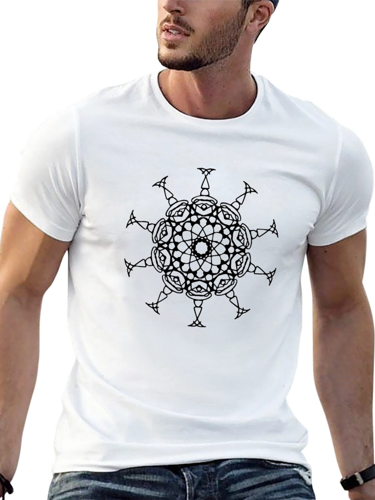 Geometric Mandala Black T-Shirt