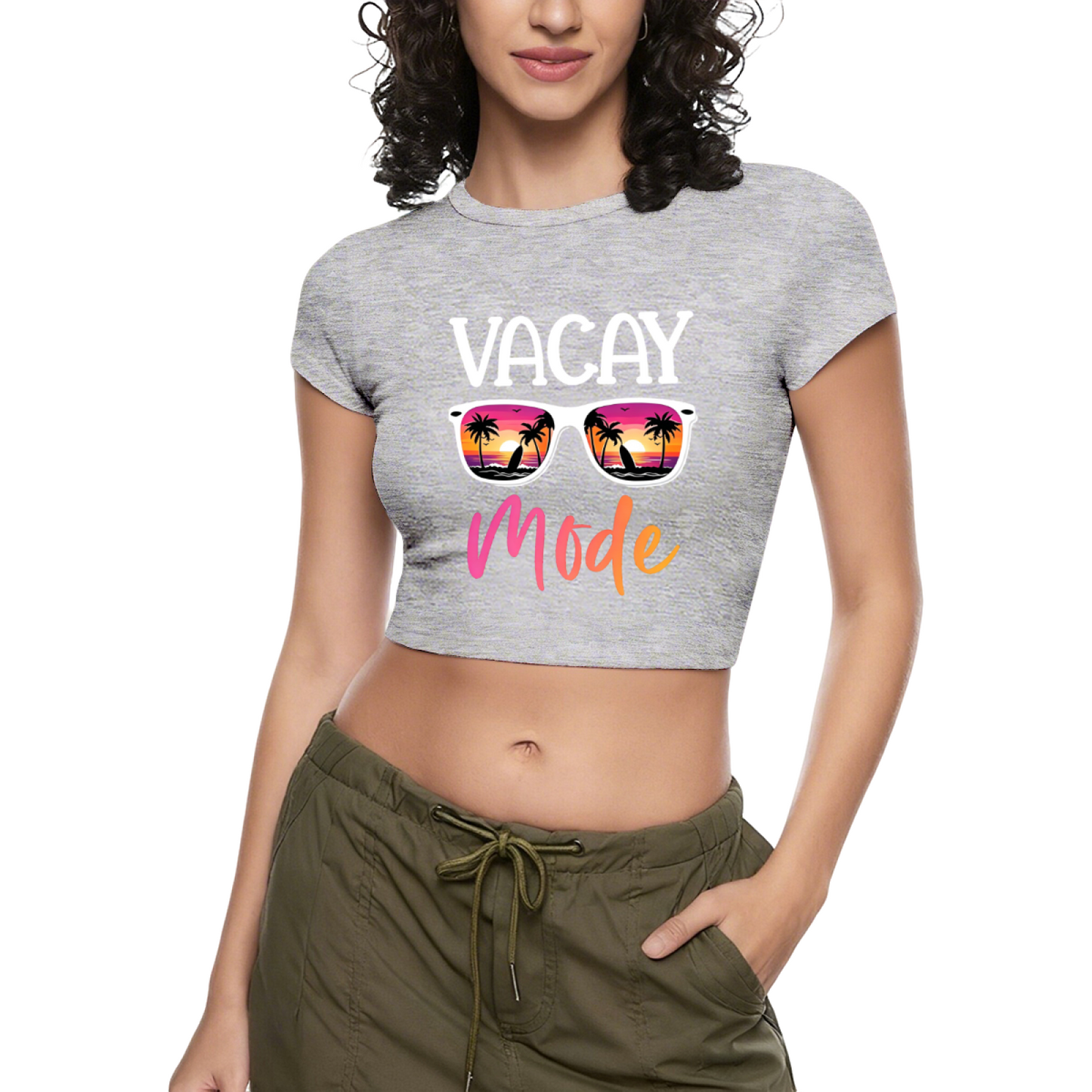 Vacay Mode Sunset Sunglasses Summer Hot Pink Crop Top