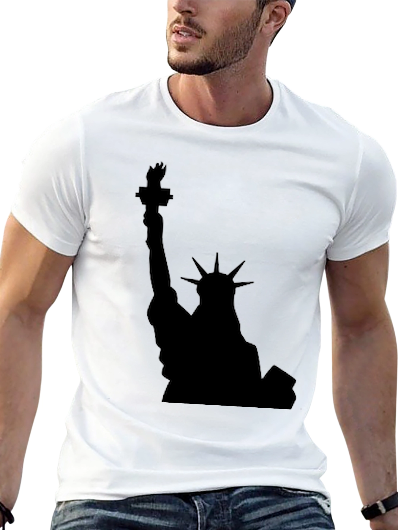 Statue of Liberty Black Graphic Tee - Patriotic Style
