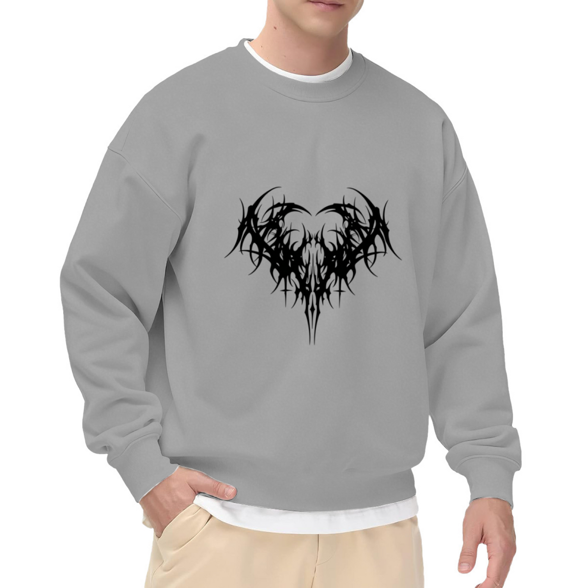 Dark Gothic Thorn Heart Punk Street Crewneck Sweatshirt