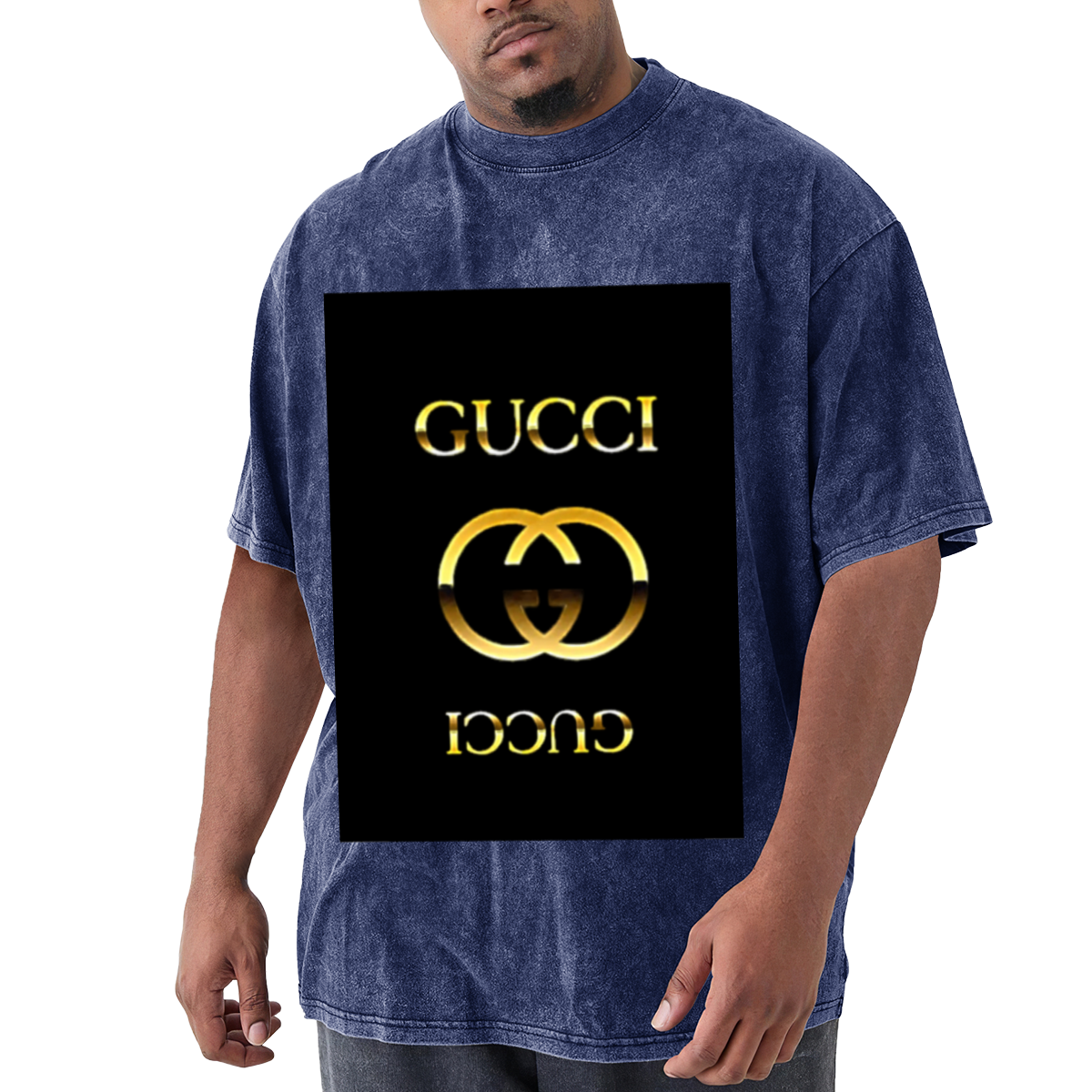 Gold Gucci Logo Vintage Wash T-Shirt