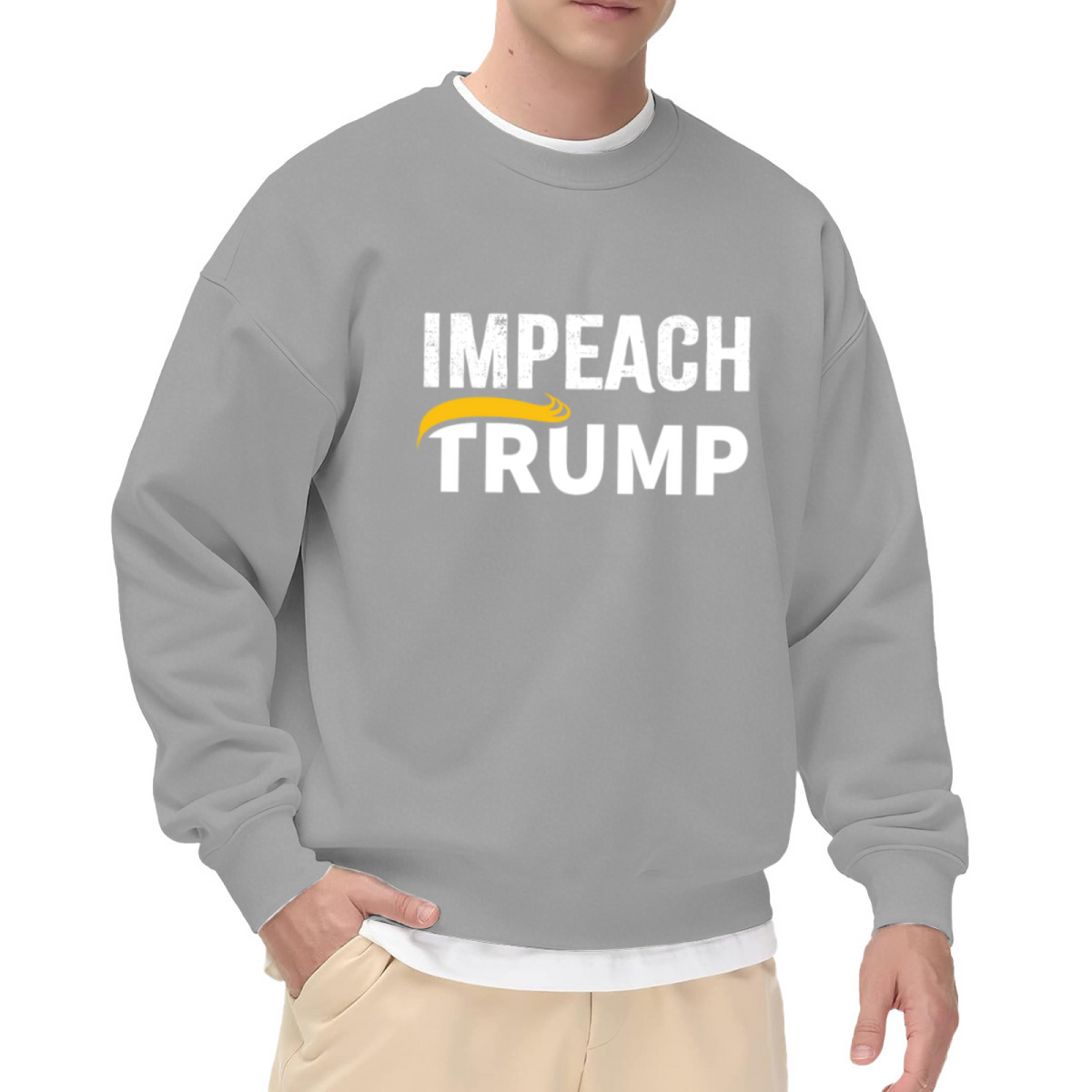 Impeach Trump Political Statement Graphic Crewneck Sweatshirt