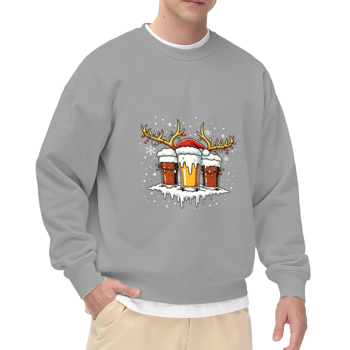Reinbeer Beer Mugs Funny Christmas Party Crew Sweatshirt