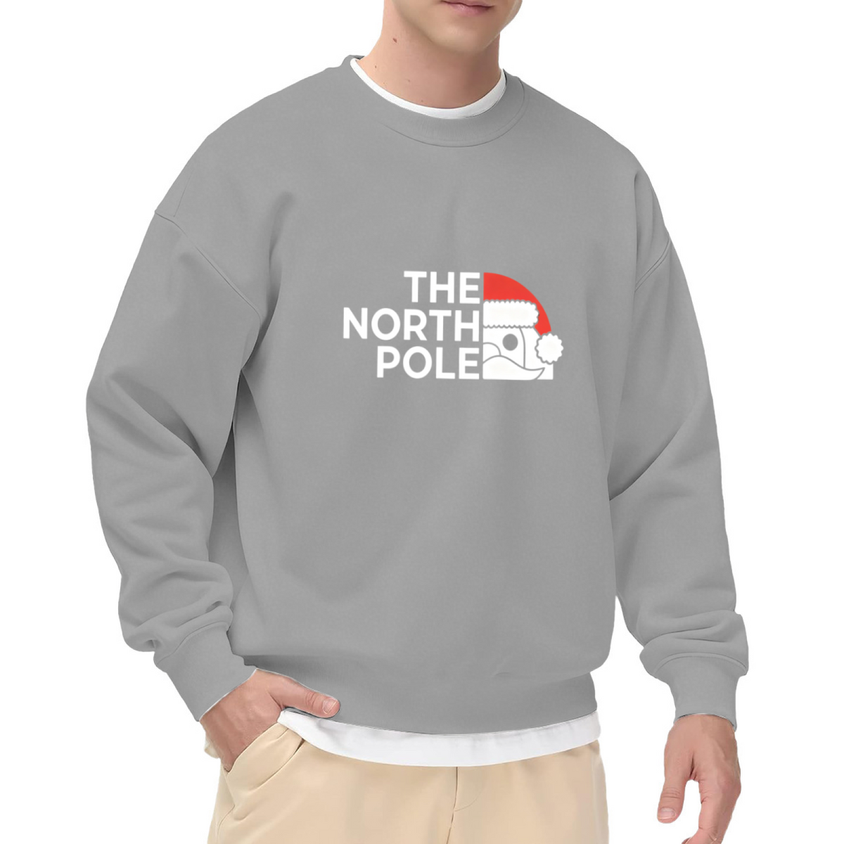 The North Pole Half Santa Minimal Christmas Crewneck Sweatshirt