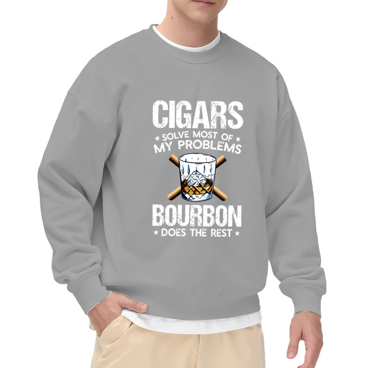 Cigars & Bourbon Whiskey Vintage Graphic Crewneck Sweatshirt