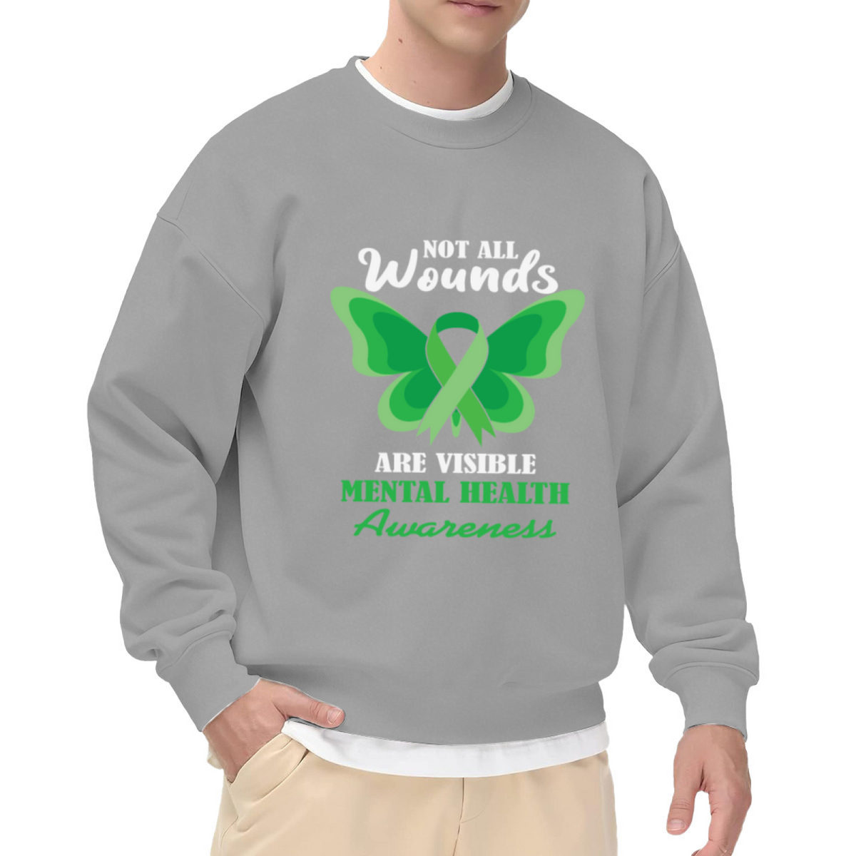 Not All Wounds Are Visible Mental Health Awareness Butterfly Crewneck Sweatshirt