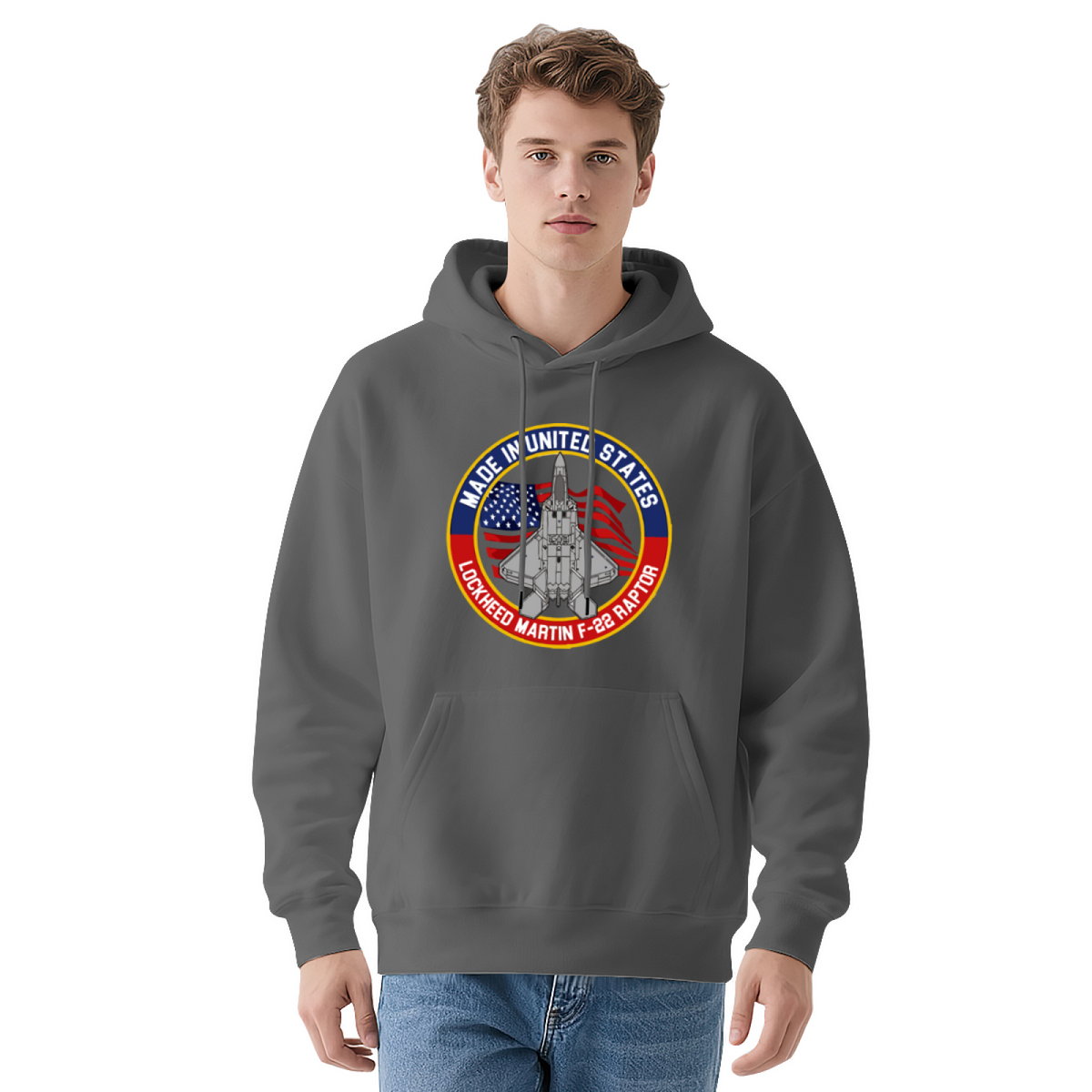 Made In USA F-22 Raptor Fighter Jet Unisex Hoodie, Warm Comfort Aviation Pullover