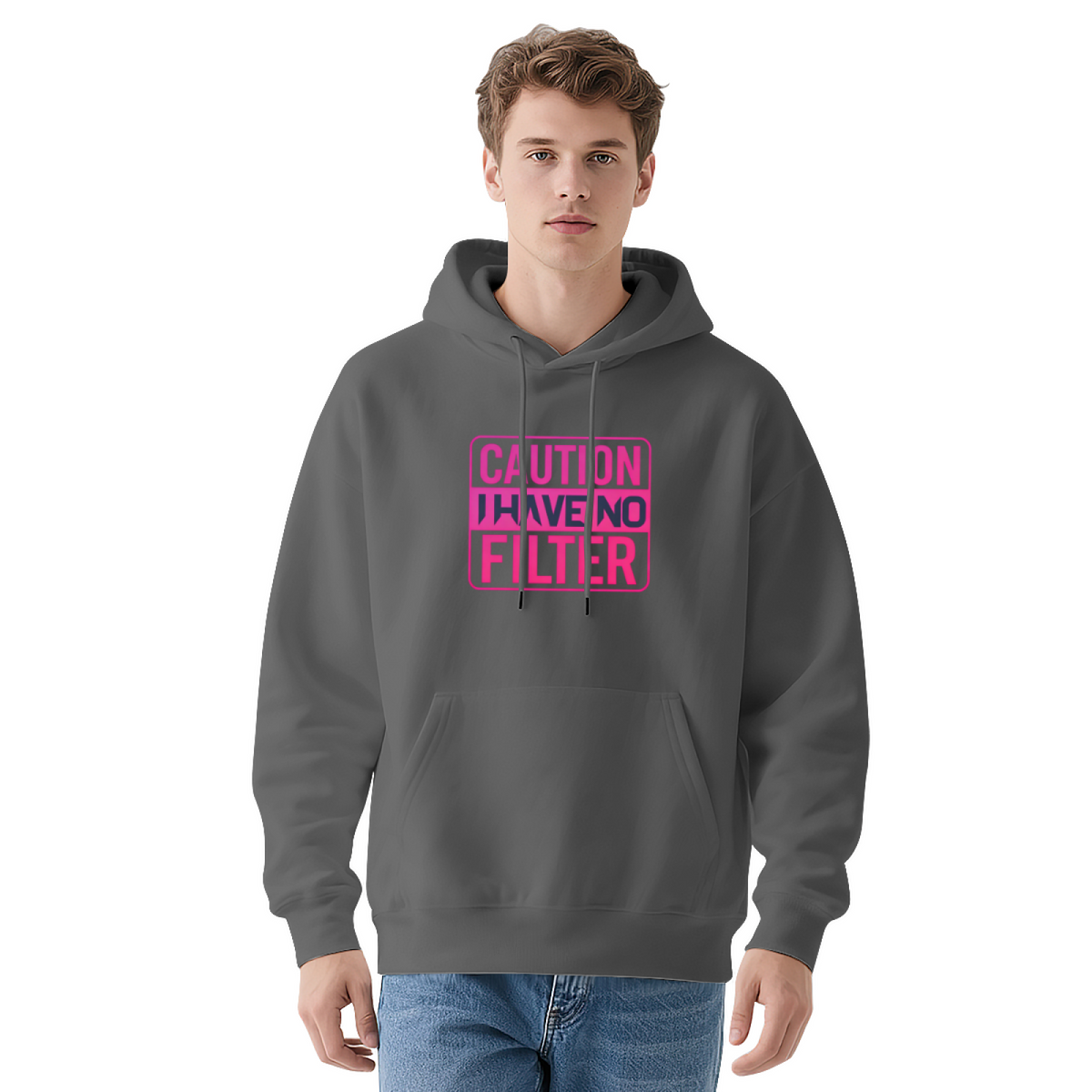 Caution I Have No Filter Slogan Trendy Hoodie