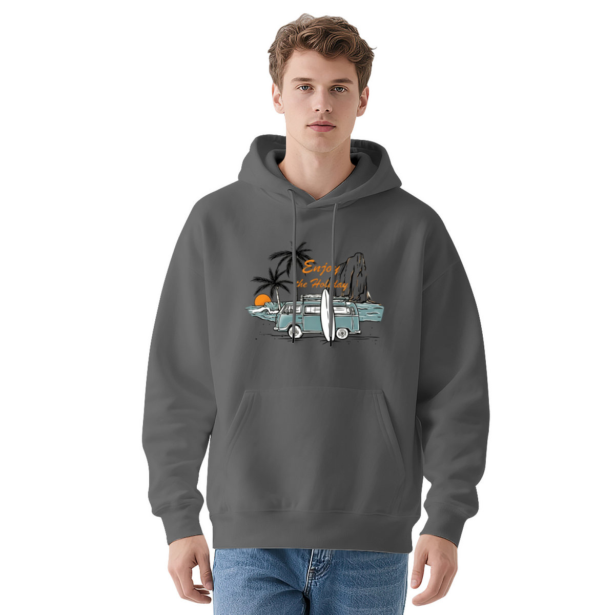 Summer Surf Van Beach Vacation Graphic Hoodie