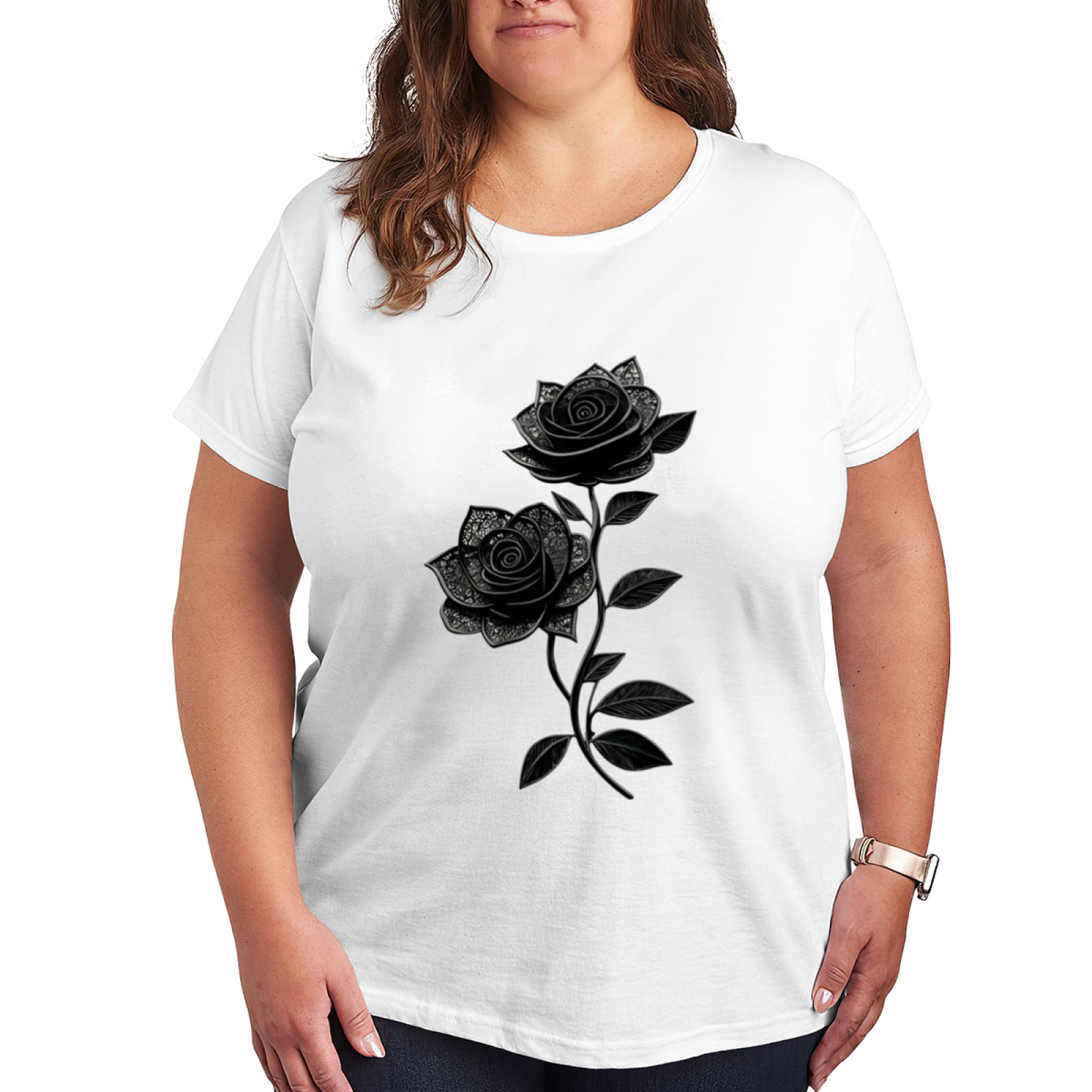 Sparkly Rhinestone Black Bow Coquette Style T-Shirt