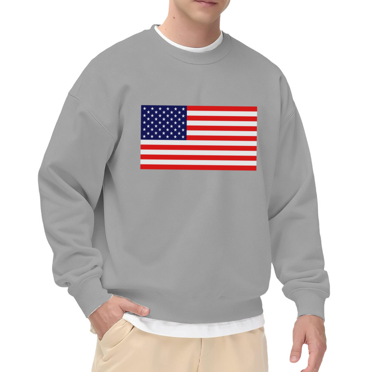 USA American Flag Patriotic Crewneck Sweatshirt