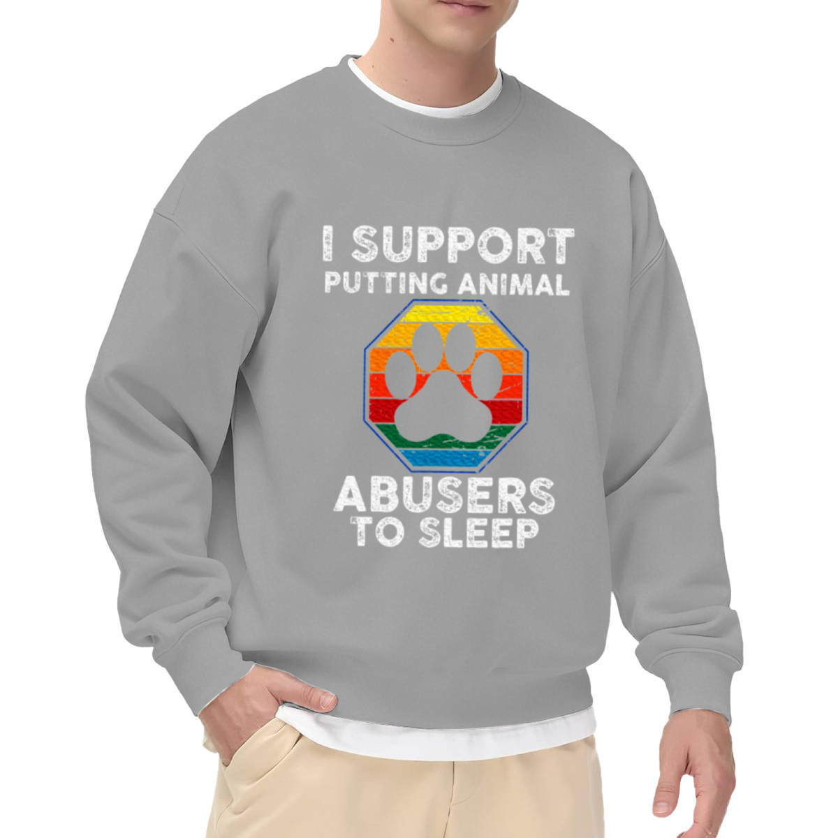 I Support Putting Animal Abusers To Sleep Animal?Lover Crewneck Sweatshirt