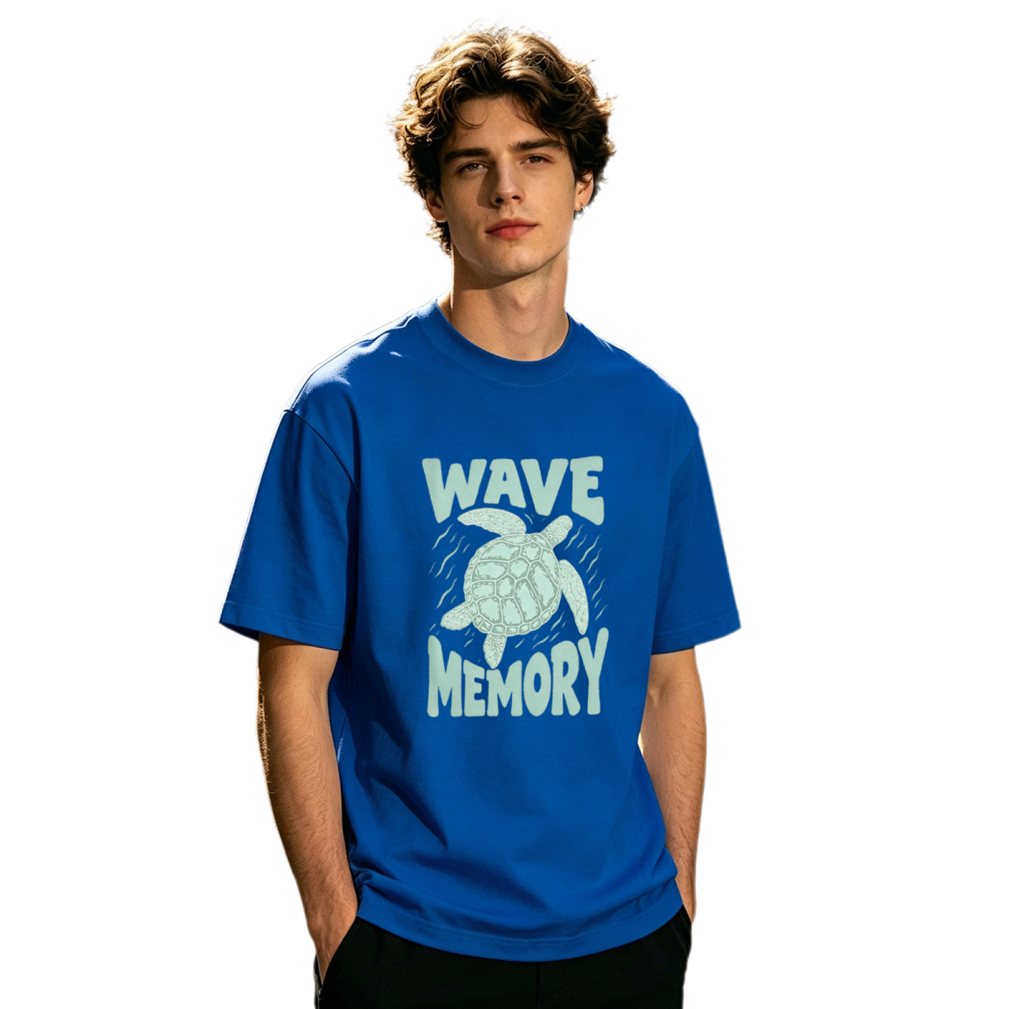 Men's Wave Memory Sea Turtle Ocean Surf Retro Graphic T-Shirt