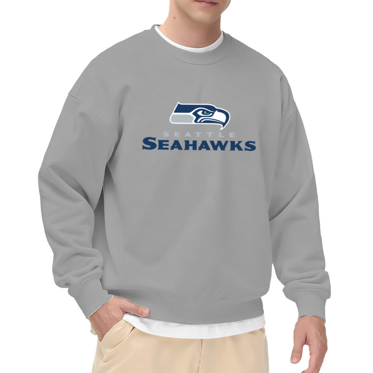 Seattle Seahawks Classic Team Logo Crewneck Sweatshirt