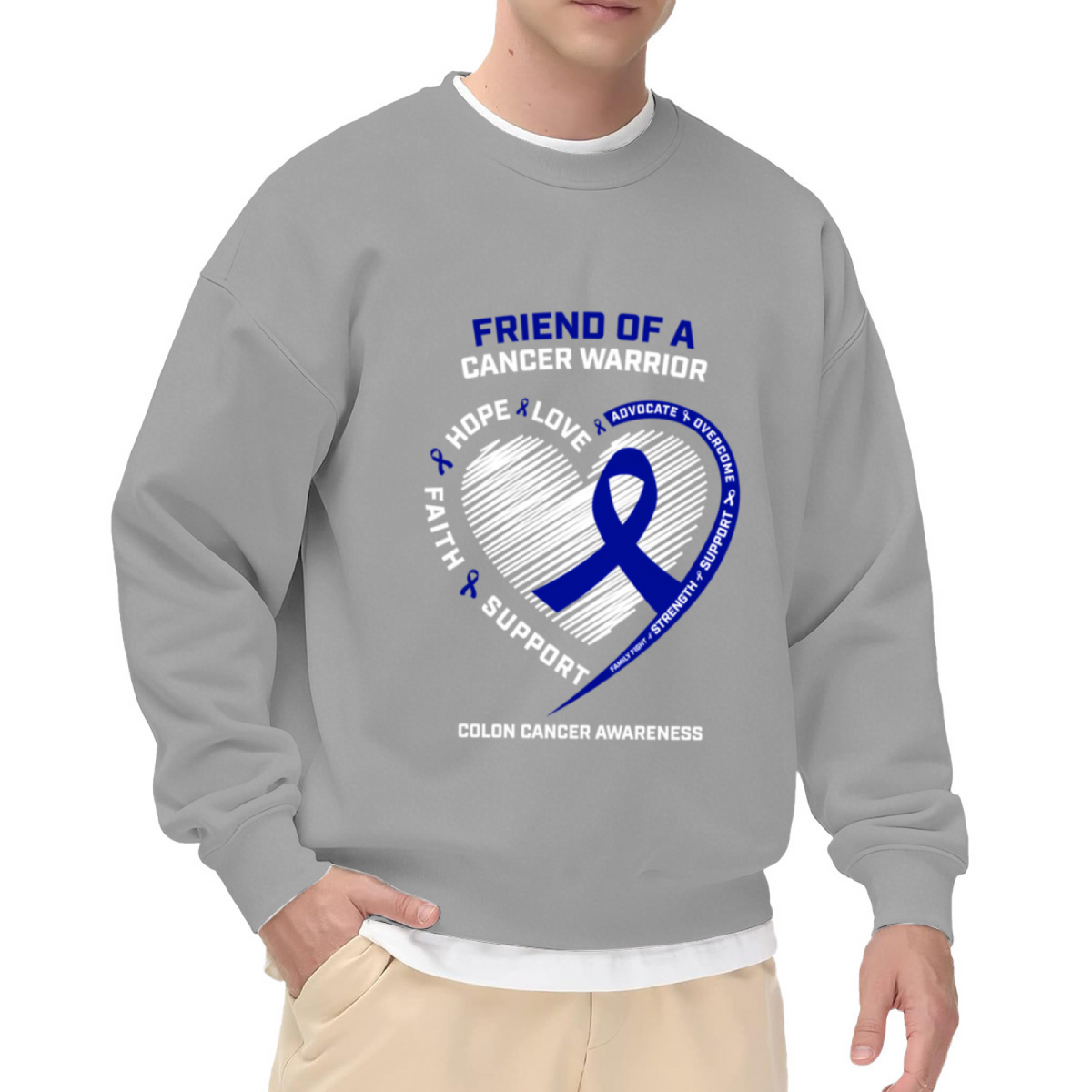 Friend Of A Cancer Warrior Colon Cancer Awareness Crewneck Sweatshirt