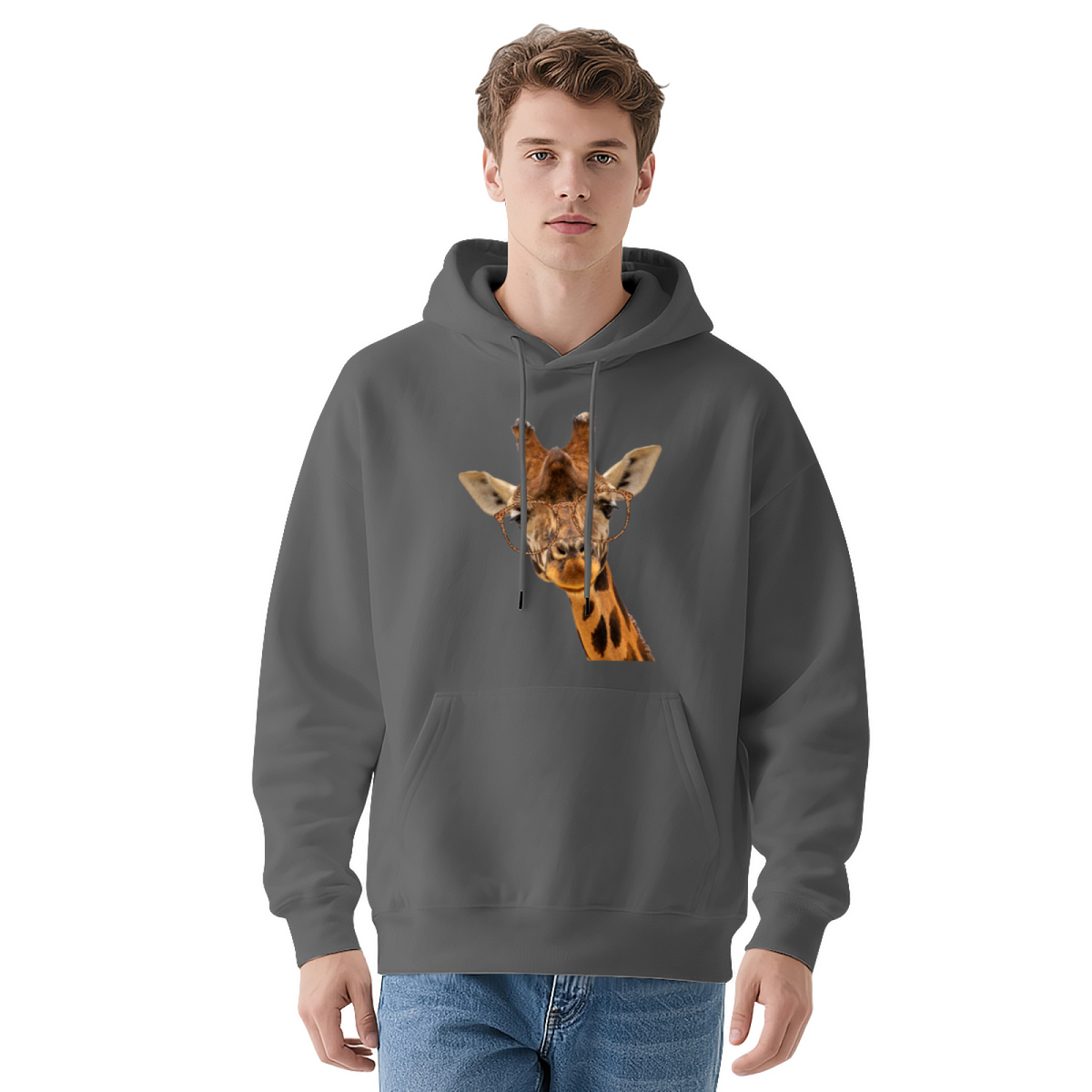 Nerdy Glasses Giraffe Cute Animal Hoodie, Soft Unisex Daily Sweatshirt