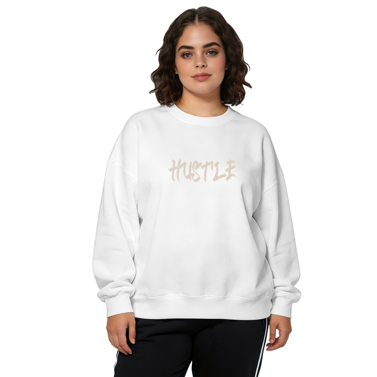 Street?Style Hustle Word Art Crewneck Sweatshirt
