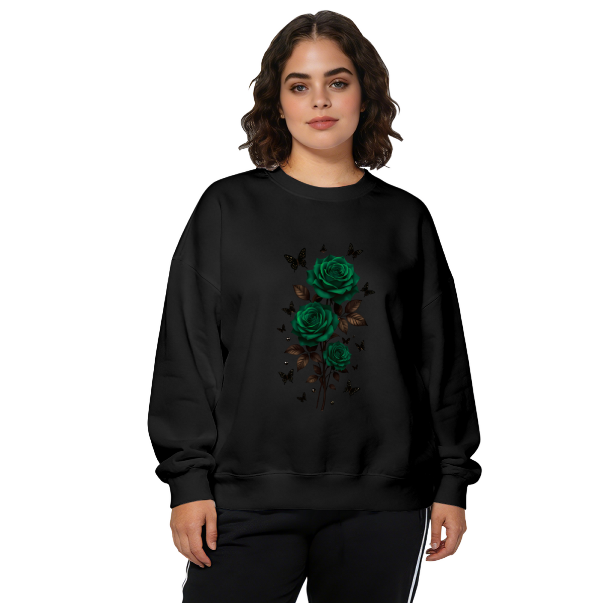 Dark Tone Floral Aesthetic Crewneck Sweatshirt