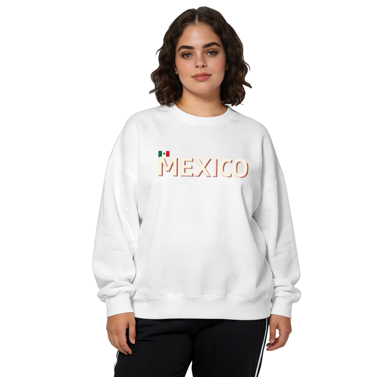 Bold MEXICO Flag Letter Print Crewneck Sweatshirt