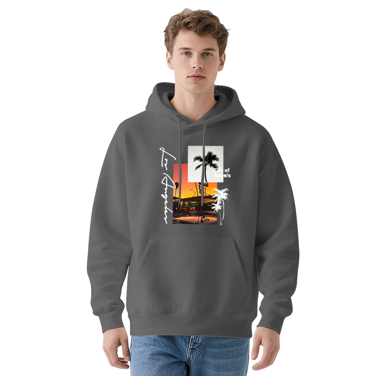 Los Angeles City Of Angels Retro Collage Art Hoodie