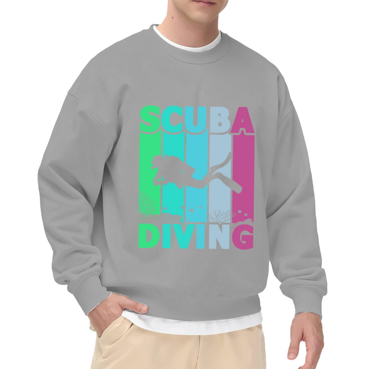 Retro Color Scuba Diving Ocean Sports Crewneck Sweatshirt