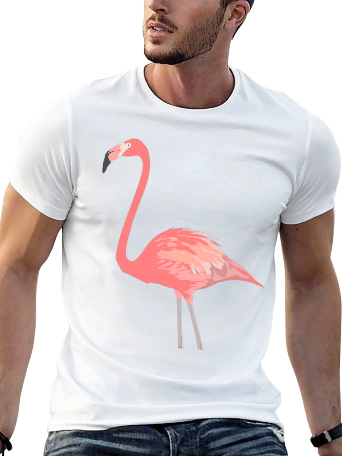 Flamingo Graphic Tee - Black Cotton T-Shirt