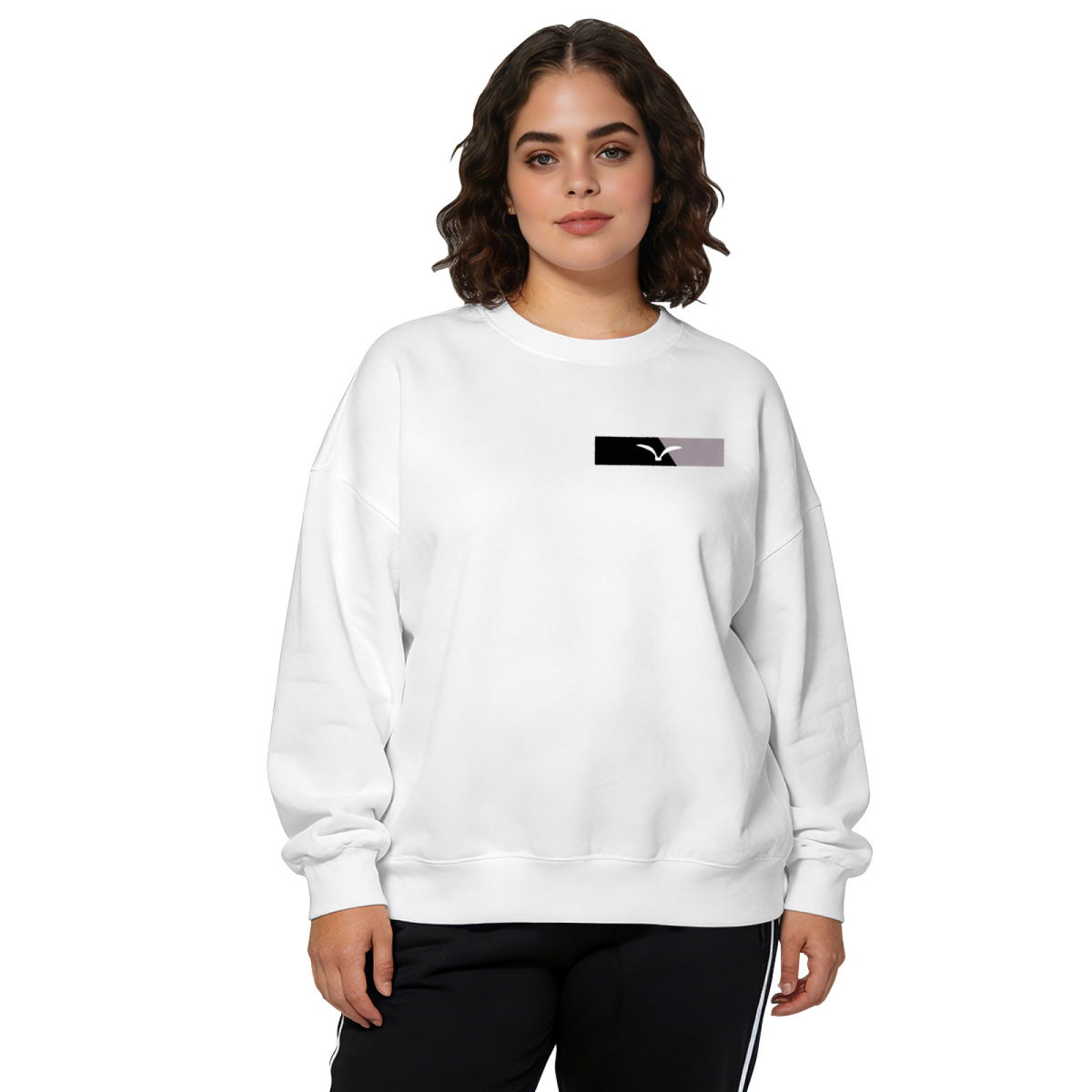 Minimal Geometric Bird Logo Crewneck Sweatshirt