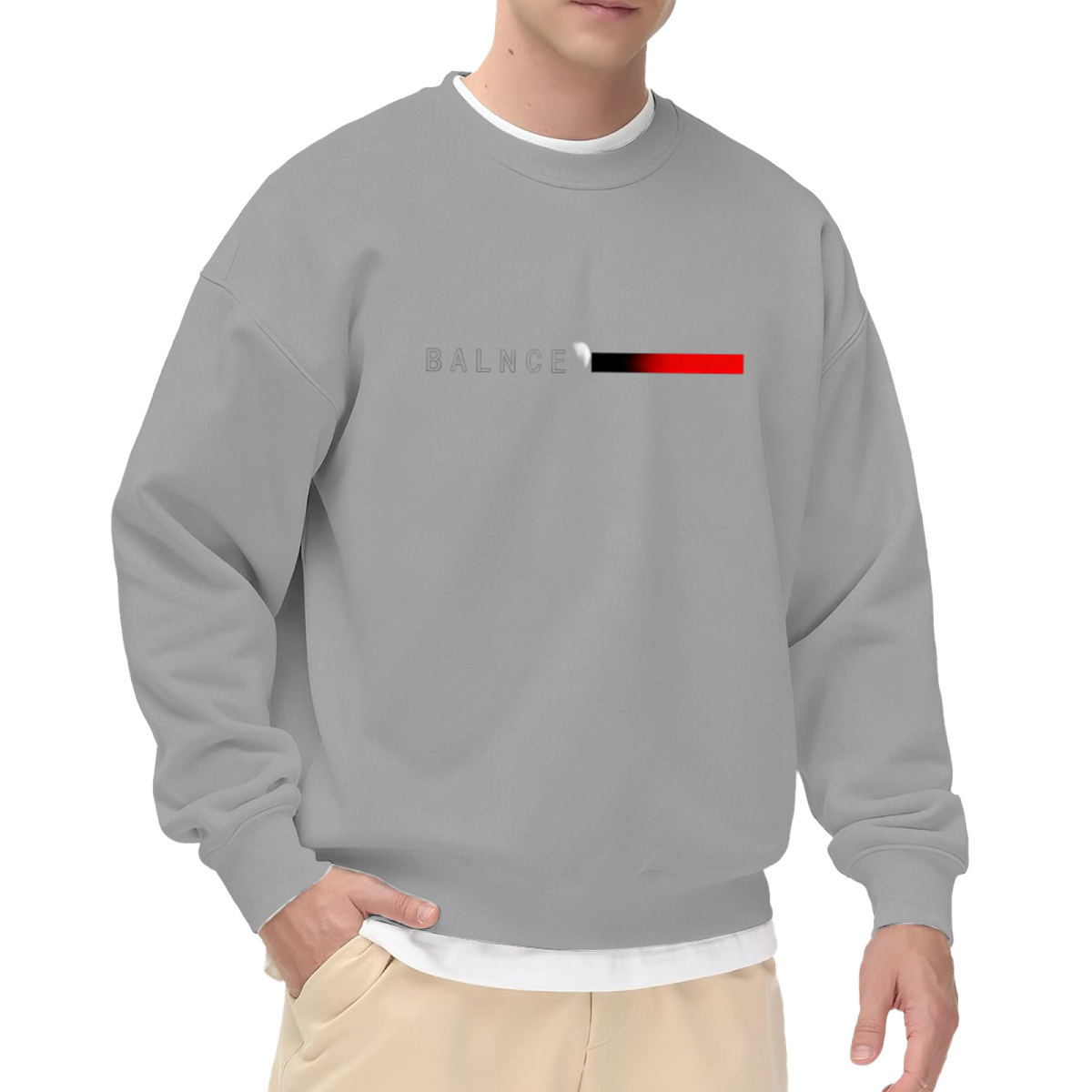 Minimal BALNCE Red Gradient Stripe White Crewneck Sweatshirt