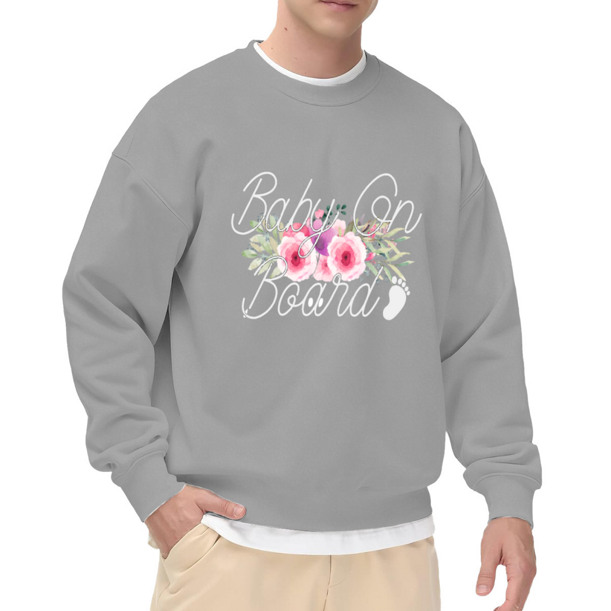Baby On Board Floral Pregnant Pregnancy Announcement Crewneck Sweatshirt