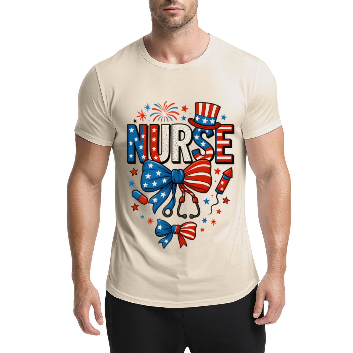 American Independence Day Nurse Light Blue Tee, Patriotic Medical Staff Gift Top